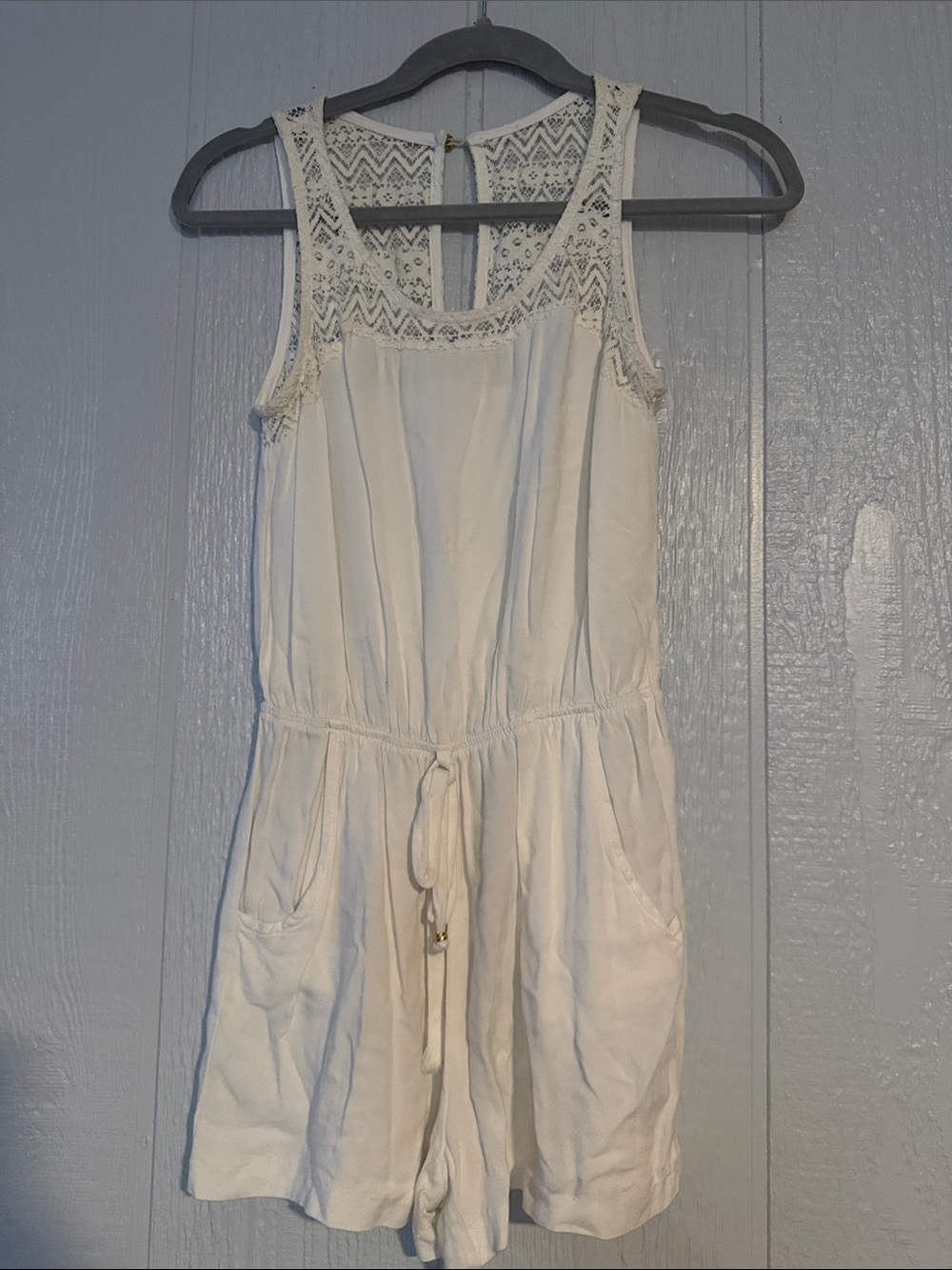 Guess Crochet-Trim Sleeveless Romper